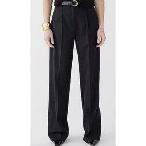 J.Crew Essential Wide Leg Pant Size 12 Long City Black Trousers Classic Pleated